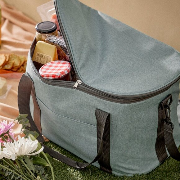 NWT DSW Textured Insulated Cooler Bag, Blue Green Aqua Large Picnic Tote Bag - Picture 1 of 9